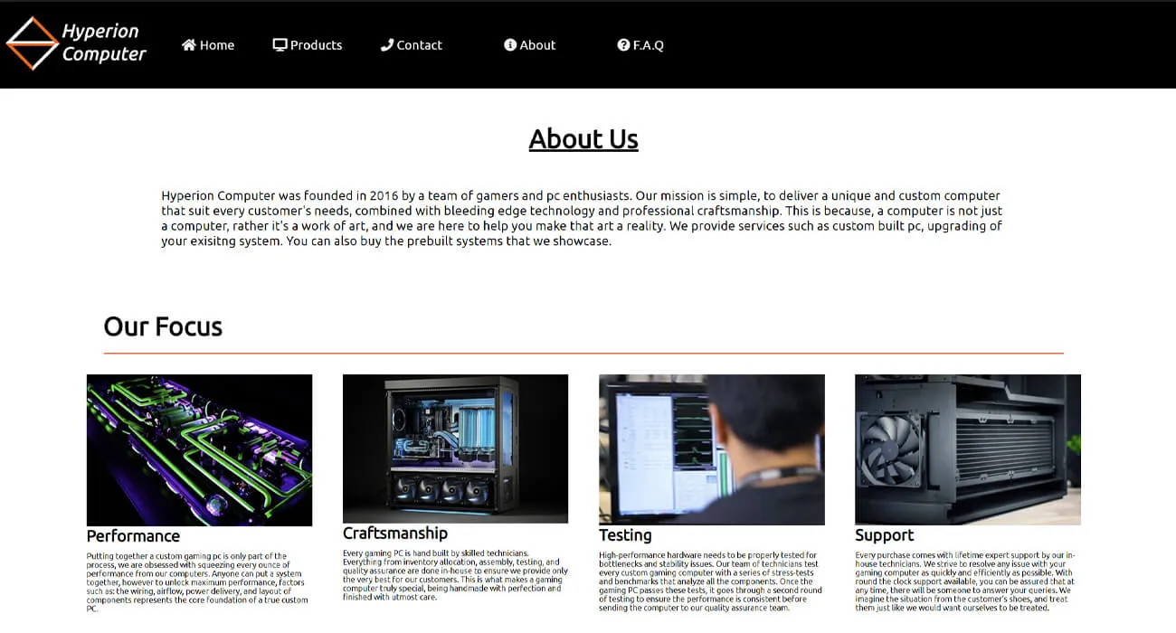 Hyperion-Computer website made by Brian Tham